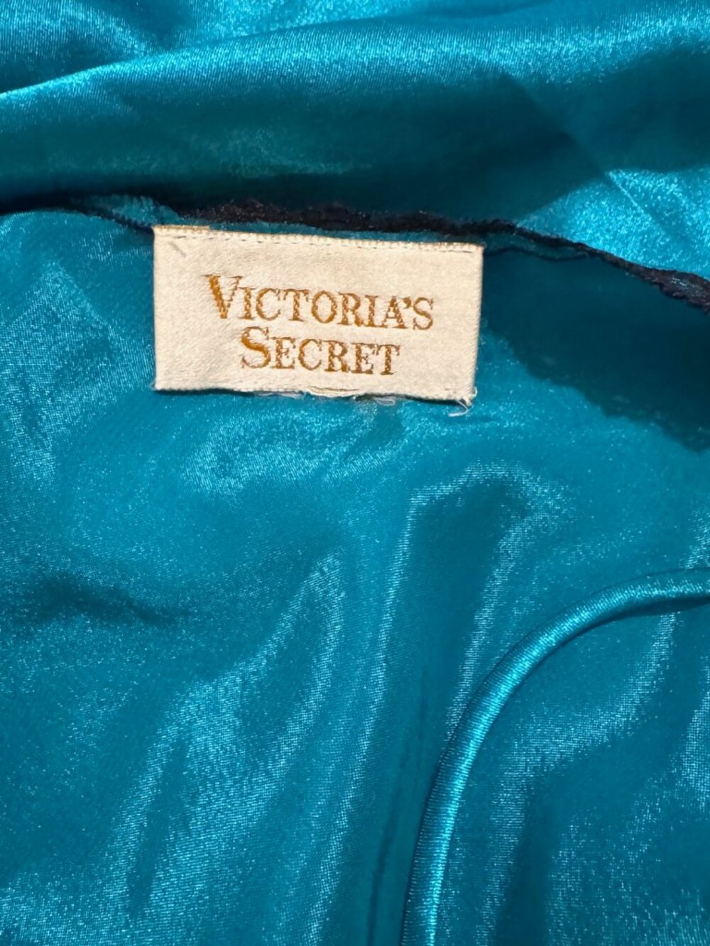 Victoria Secret Gold Label Vintage "Teal" Chemise Pleats and Lace - Picture 10 of 15